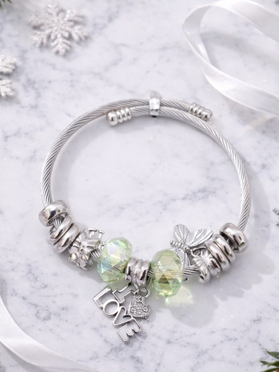 Mint Jewelry - Mint NWT Women's Charm Bracelet with Pale Green Faceted Beads
